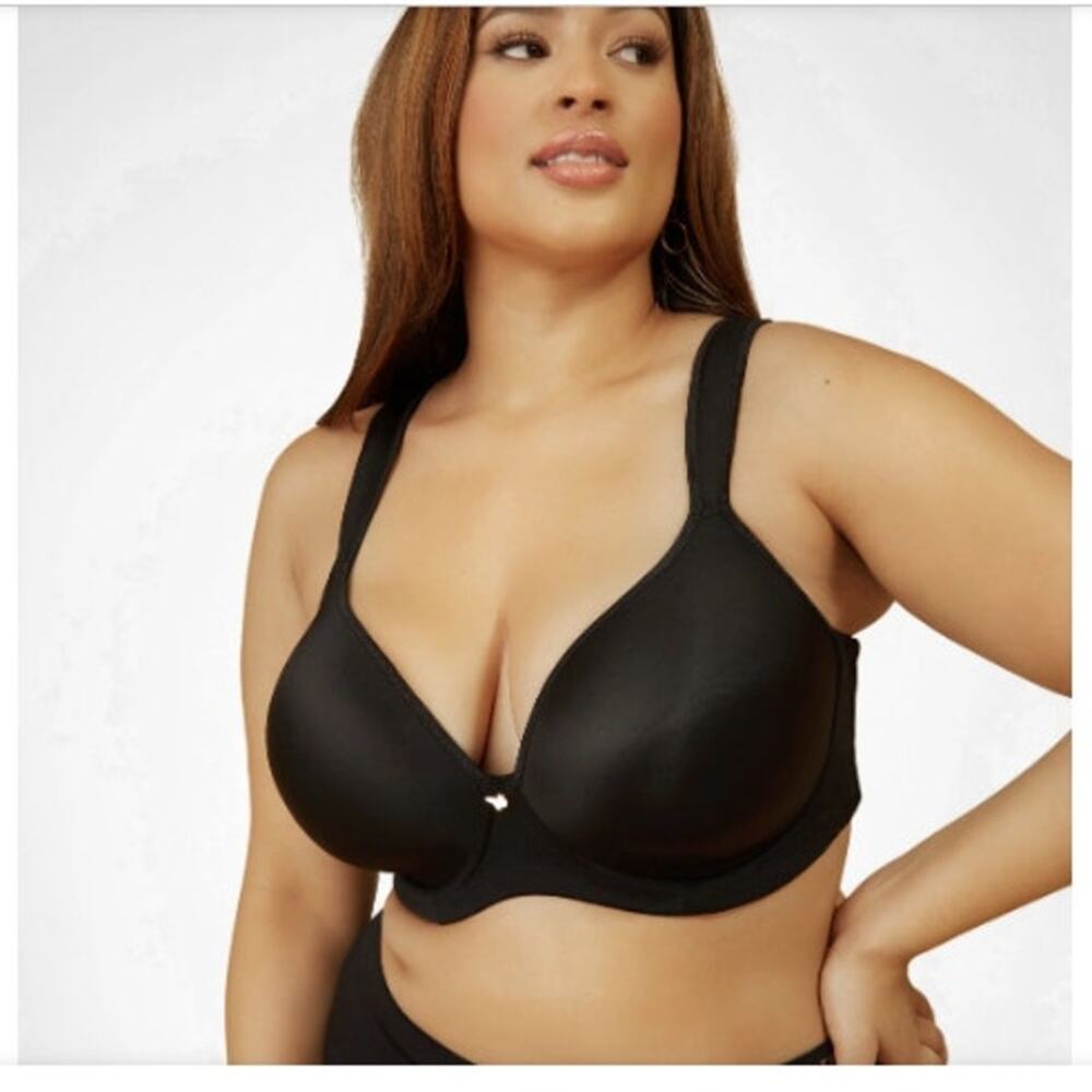 New NWT Ashley Stewart Butterfly Bra PLUNGE Size‎ 46DD Black